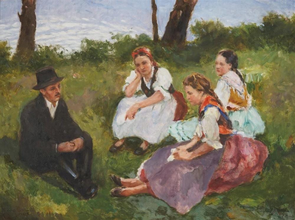 Vilmos Nagy comparable auction result: vilmos nagy 1874 1953 peasants resting in the countryside 57 5 x 76 5 cm