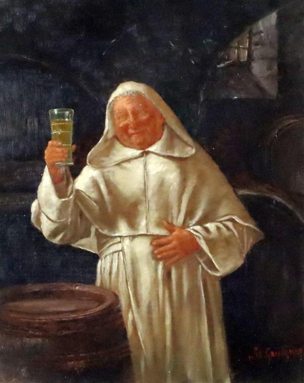 Edward Von Grutzner comparable auction result: edward von grutzner 1846 1925 monk in a wine cellar 11 x 8 5in