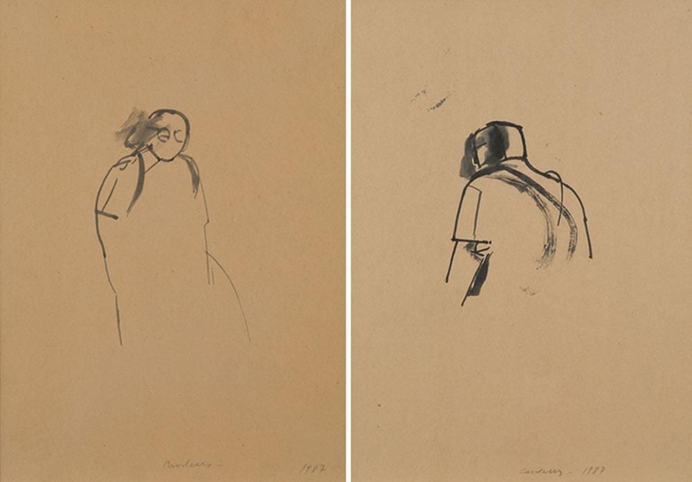 Joan Cardells comparable auction result: joan cardells 1948 drawing pareja de figuras 1987 inks on paper br