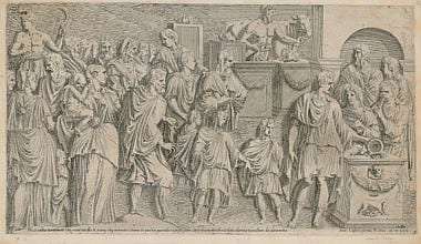 Léon Davent comparable auction result: l on davent active 1540 1556 after francesco primaticcio 1504 1570 a sacrifice plate 267 x 473 mm sheet 282 x 484 mm