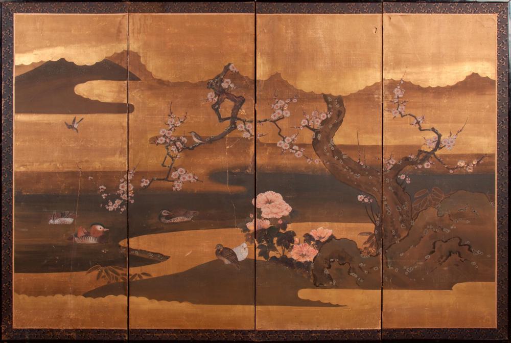 Robert Crowder comparable auction result: robert crowder attr japanese style four panel screen