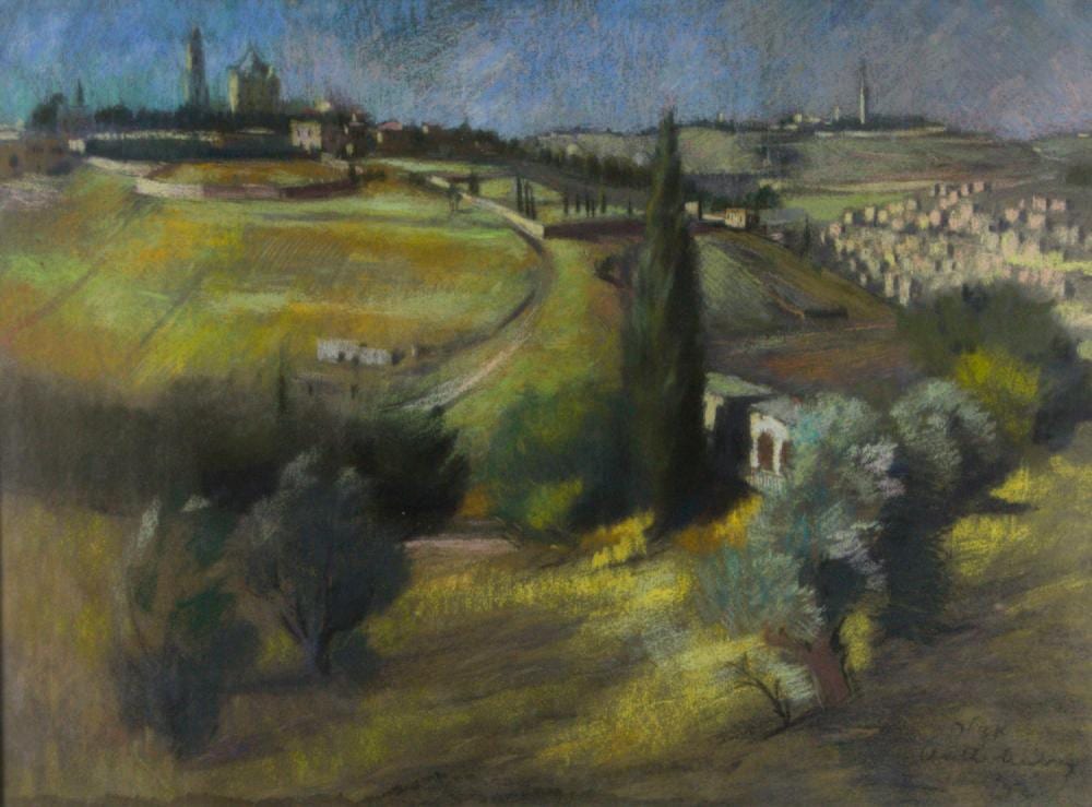 Zvi Adler comparable auction result: zvi adler 1909 1965 jerusalem landscape pastel on paper