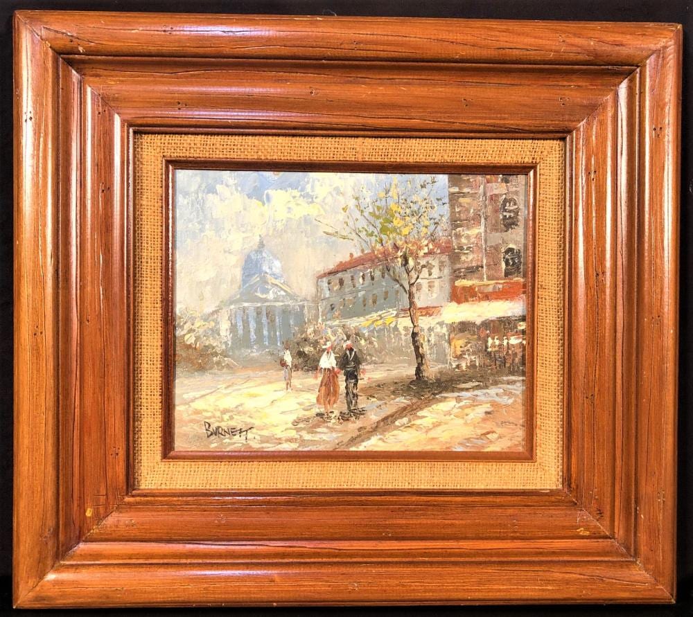 CAROLINE C. BURNETT (1877-1950) – ORIGINAL OIL ON CANVAS – LANDSCAPE OF SACRE COEUR - FRAMED & SIGNED - 18" x 16" sold by The Rug Life Auctions, lot 126 — auction record photograph