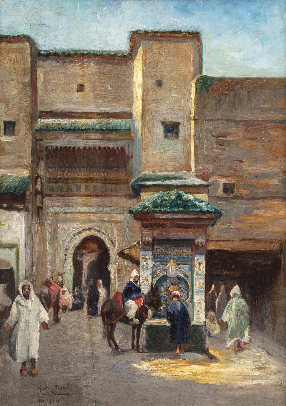 Gaston Durel comparable auction result: gaston durel 1879 1954 la fontaine nejjarine et le fondouk fez