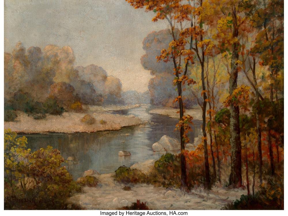 Wesley Frederick Jarvis comparable auction result: wesley frederick jarvis american 1868 1944 lock raven road oil on canvas 18 x