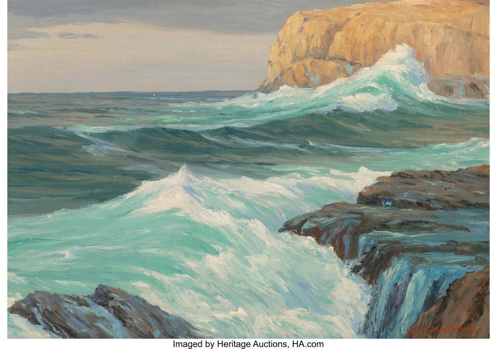 Roi Clarkson Colman comparable auction result: roi clarkson colman american 1884 1945 arch beach coast oil on canvas 18 1 4