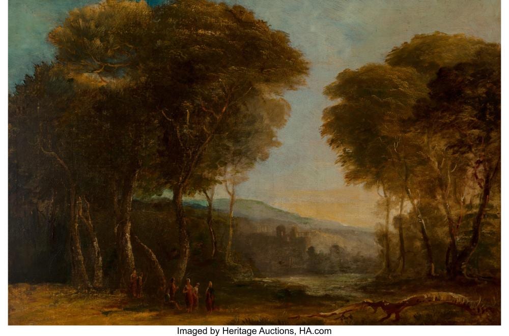 George Arnald comparable auction result: george arnald british 1763 1841 gathering along woodland 1801 oil on canvas