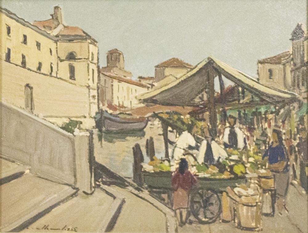 Marius Chambaz comparable auction result: marius chambaz 1905 1988 march au bord du canal chioggia huile sur pavatex sign e et dat e 65 27x35 5 cm