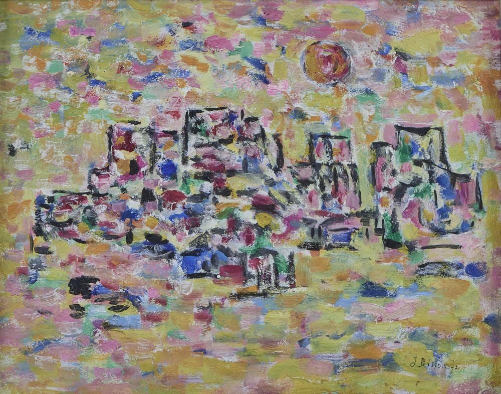 Julien Dinou comparable auction result: julien dinou 1895 1983 vue d un village huile sur pavatex sign e 33x41 cm