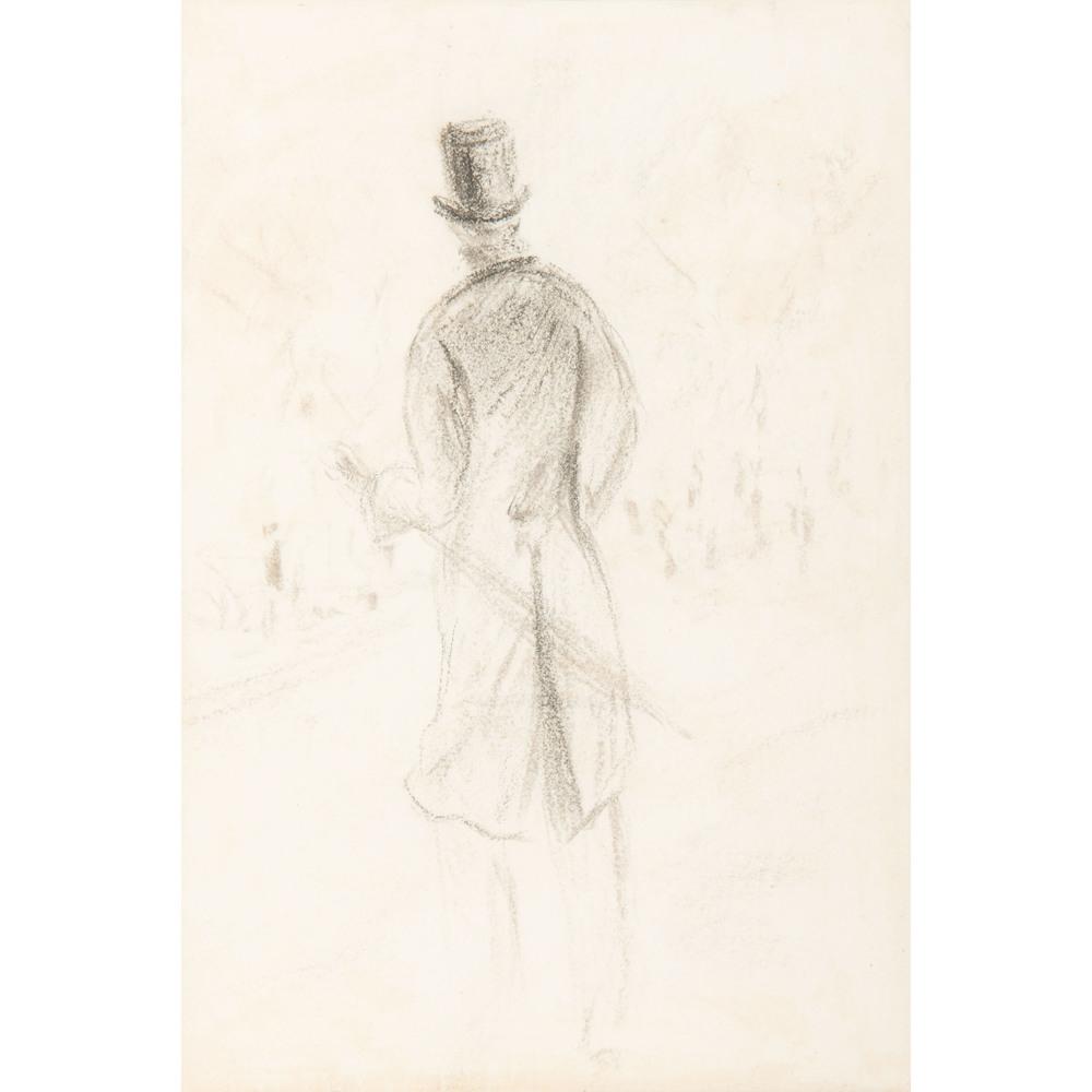 Attributed to Jean-Louis Forain, Pencil Drawing of Gentleman sold by Cowan's Auctions, lot 186 — auction record photograph