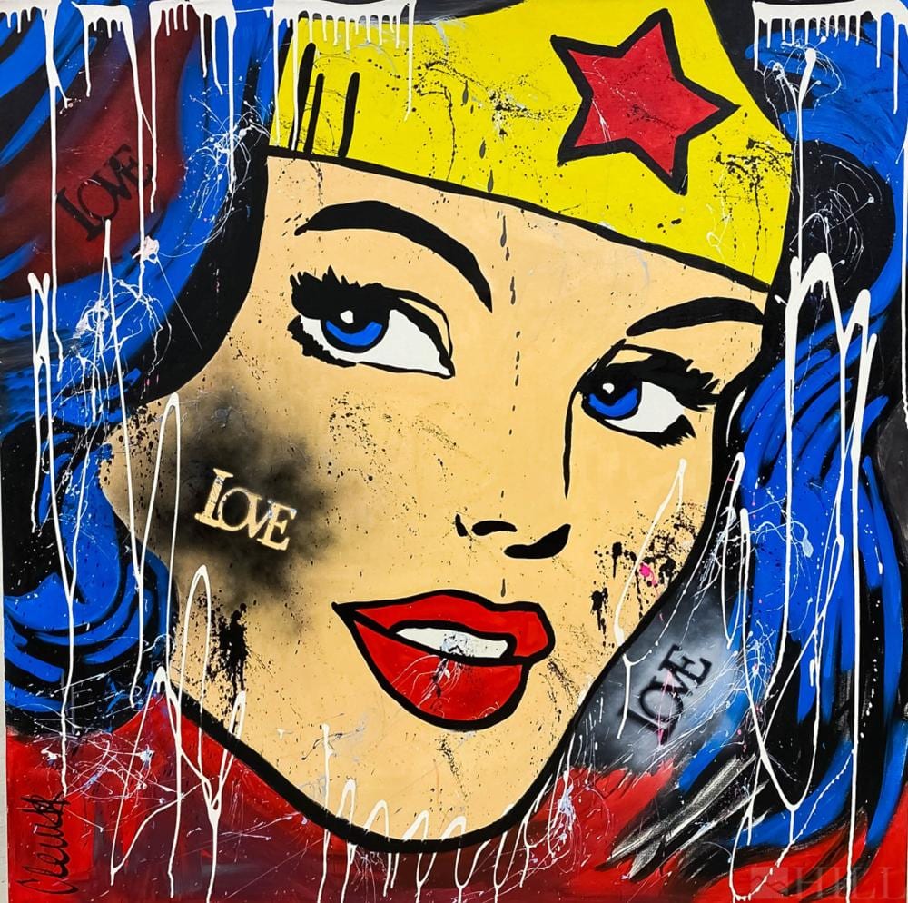 CLEM$ comparable auction result: clem b 1974 wonder woman love pop art painting
