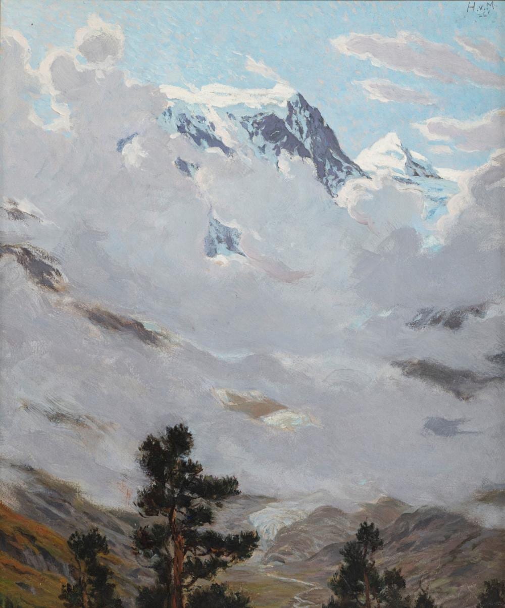 Henri van Muyden comparable auction result: henri van muyden 1860 1936 fond du val d h rens technique mixte sur papier monogramm e et dat e 26 49x41 cm