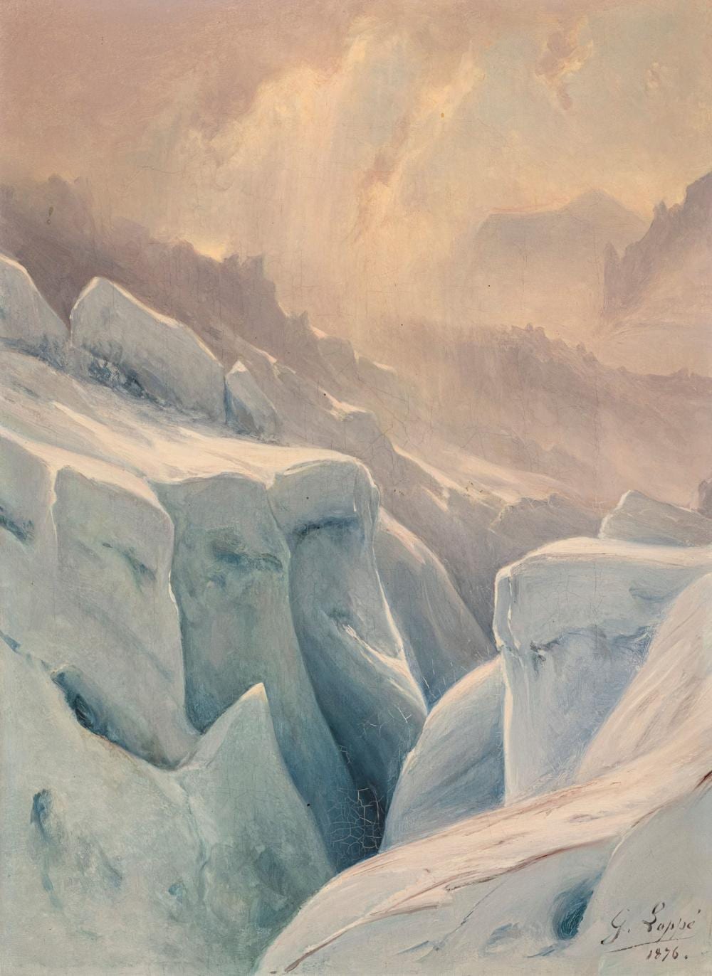 Gabriel Loppé comparable auction result: gabriel lopp 1825 1913 crevasses huile sur toile sign e et dat e 1876 40 5x30 5 cm