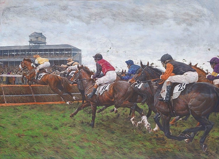 jay boyd kirkman b 1958 hurdle race newbury pastel on paper 39 x 53 in 99 7 x 135 3 cm · Christie's · 2019-12-12 Jay Boyd Kirkman comparable auction result: jay boyd kirkman b 1958 hurdle race newbury pastel on paper 39 x 53 in 99 7 x 135 3 cm