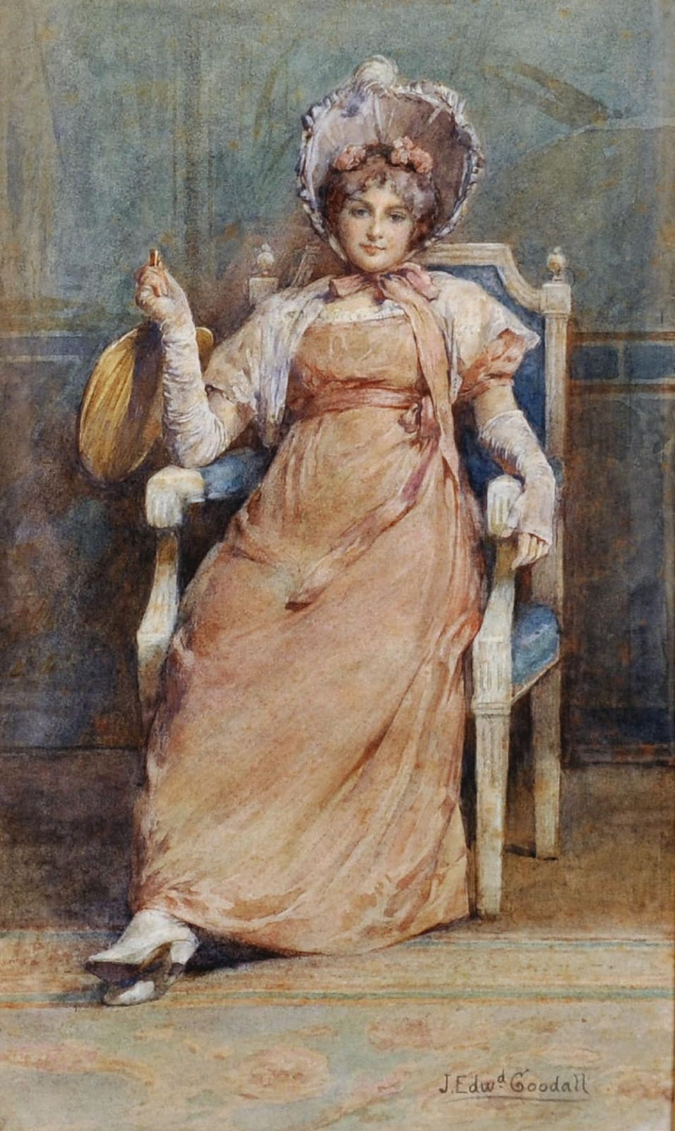 John Edward Goodall comparable auction result: john edward goodall 1853 c 1920 british fancy free an elegant lady seated in an interior watercolour signed and inscribed on labels on reverse 13 x 7 5 provenance