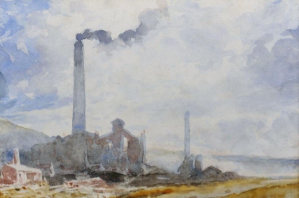 John Keeley comparable auction result: john keeley 1849 1930 british study of a smoking chimney watercolour inscribed on the reverse 5 25 x 7 75