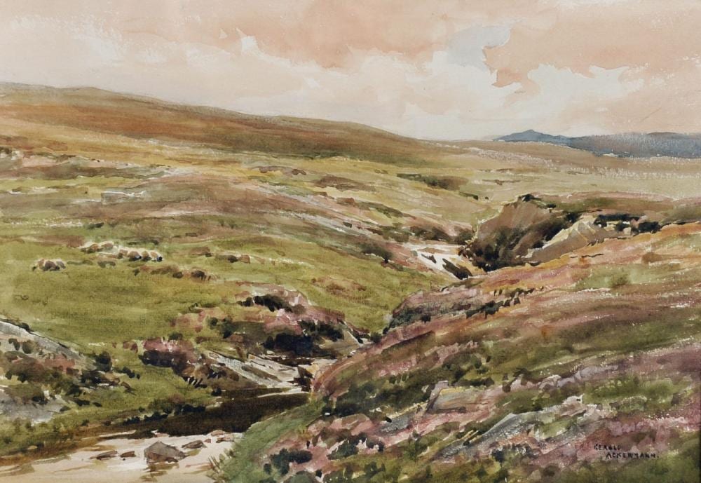 Gerald Ackermann comparable auction result: gerald ackermann 1876 1960 british a moorland scene with a stream watercolour signed 9 75 x 14