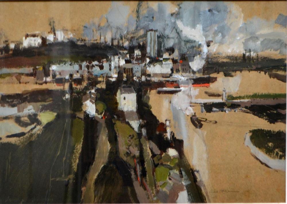 frank mcnamara cityscape gouache on card · Leonard Joel · 2019-12-05 Frank McNamara comparable auction result: frank mcnamara cityscape gouache on card