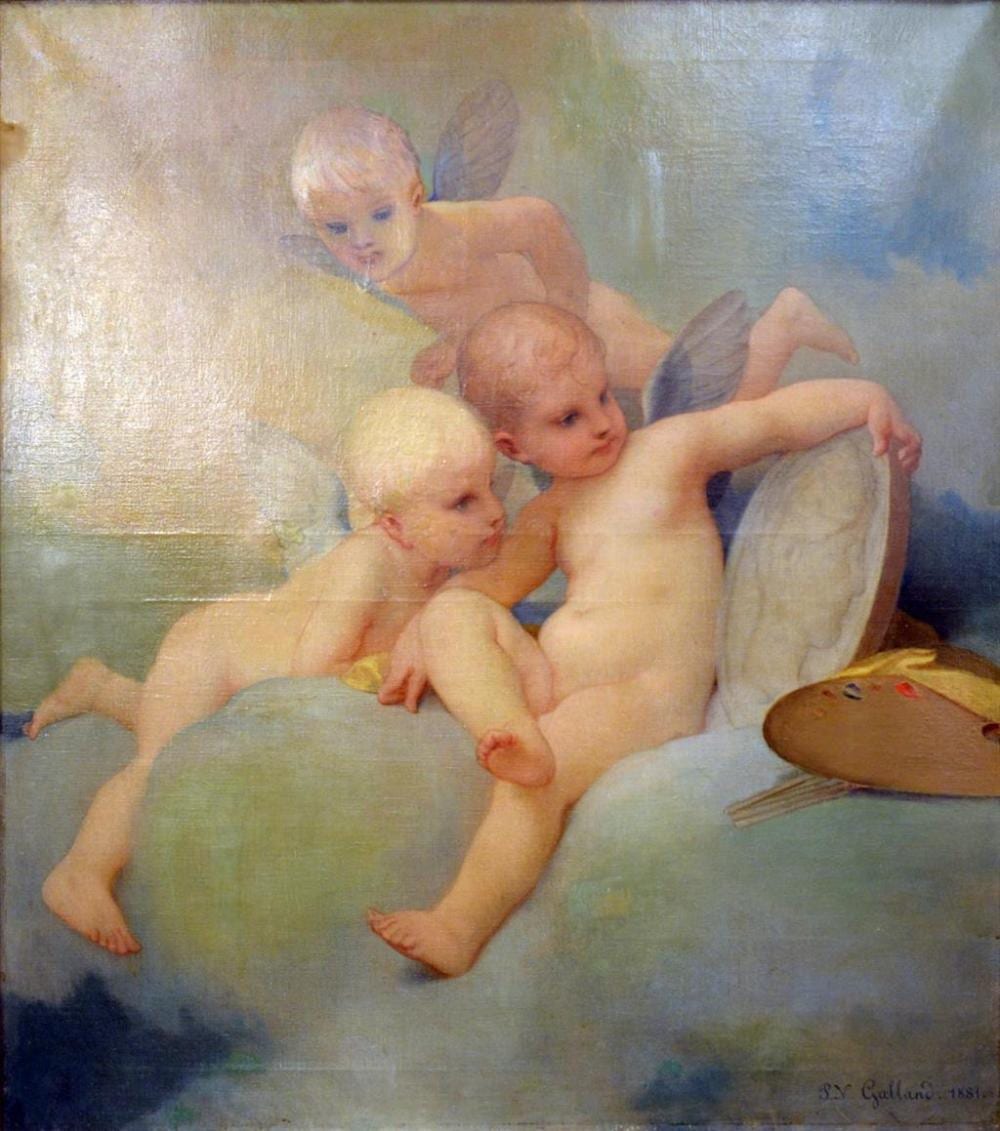 Pierre Victor Galland comparable auction result: pierre victor galland 1822 1892 angel painting on cloud oil on canvas signed lower right p v galland 1881 45 x 40