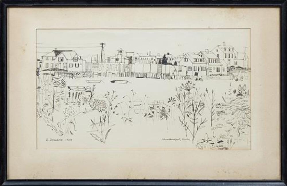 Richard Demarco comparable auction result: richard demarco 1930 american kennebunkport maine 1959 pen and ink signed and dated lower left titled lower right pres