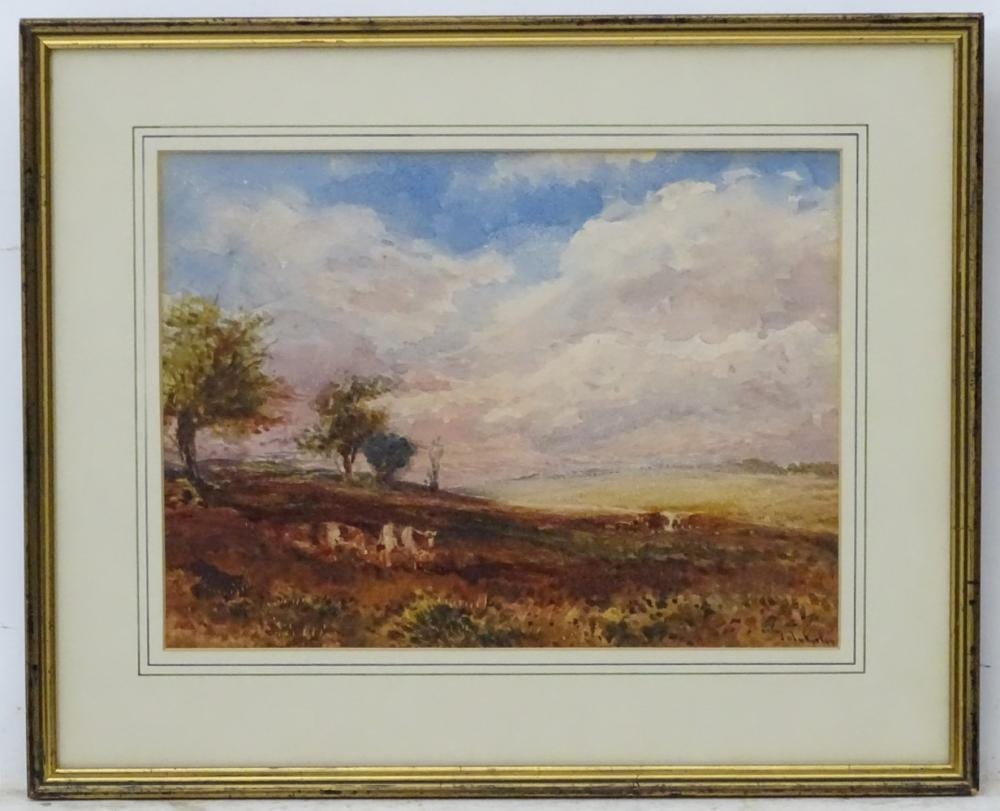 John Keeley comparable auction result: john keeley xix watercolour cattle on the moor