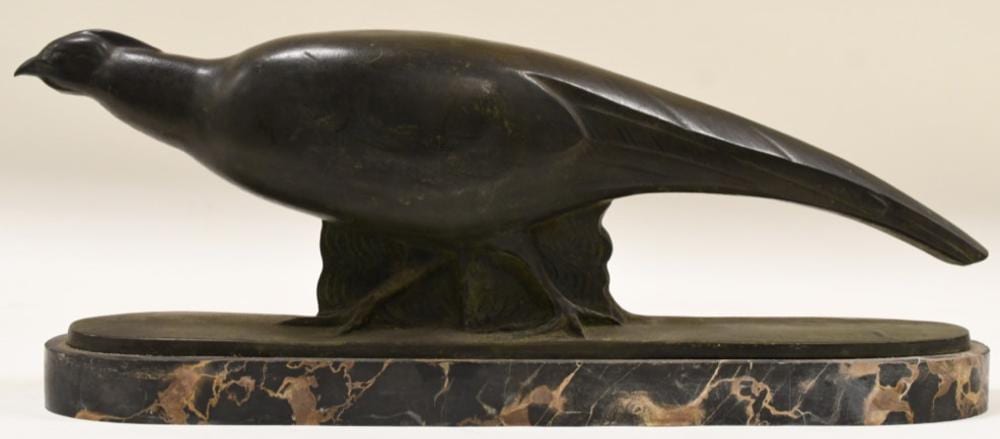 Raoul Lamourdedieu comparable auction result: raoul lamourdedieu faisan argente bronze statue