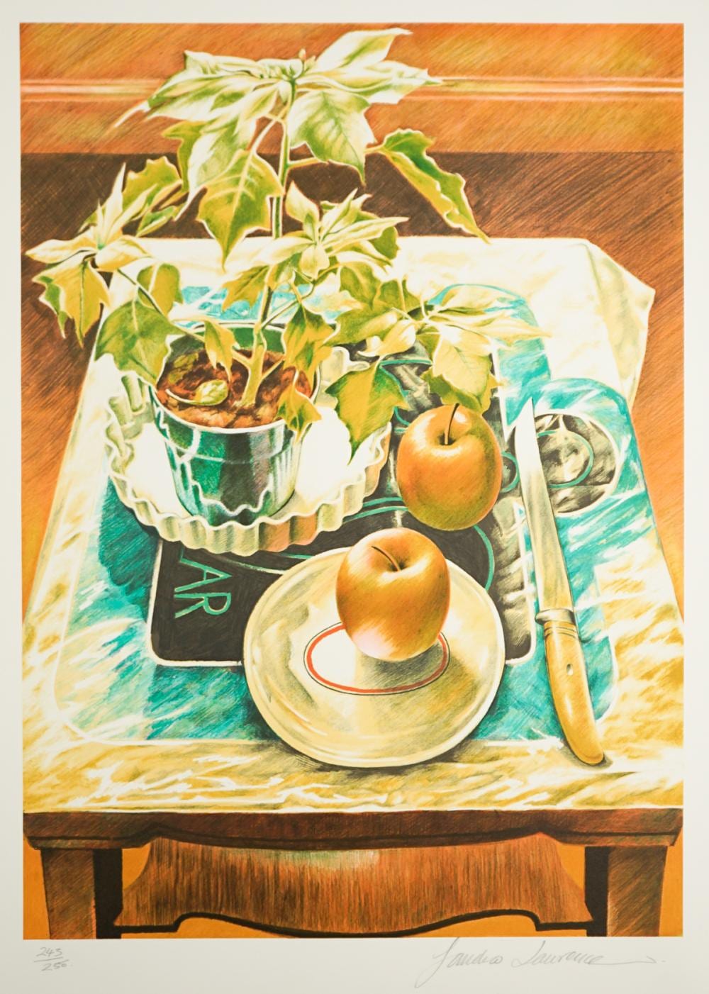 Sandra Lawrence comparable auction result: sandra lawrence lithograph still life