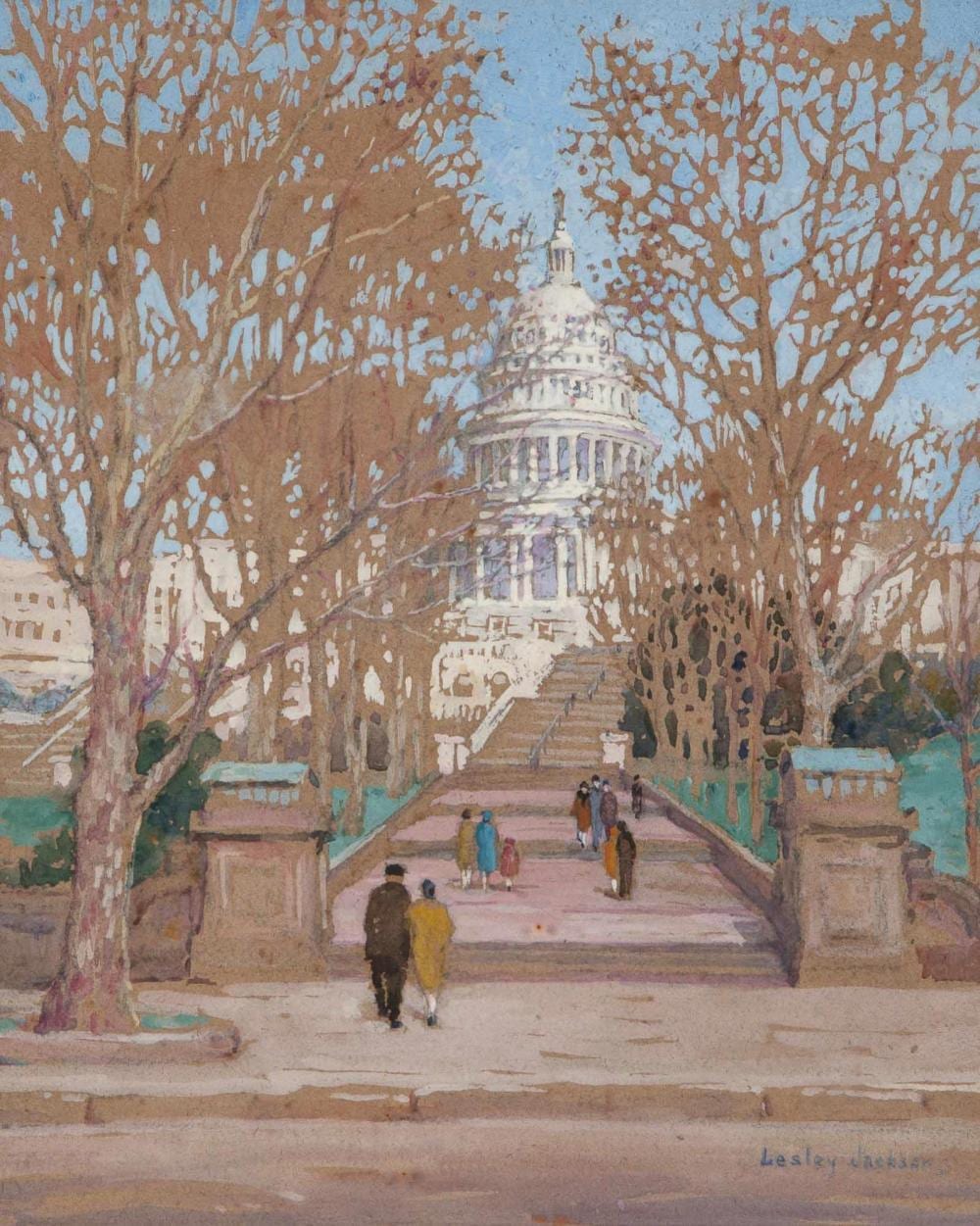 Lesley comparable auction result: lesley elizabeth jackson american 1866 1958 the dome at the capitol washington