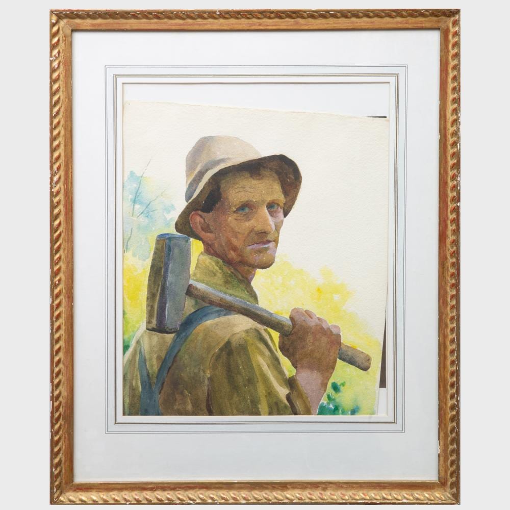Alphaeus P. Cole comparable auction result: alphaeus p cole 1876 1988 man with a hammer and still life