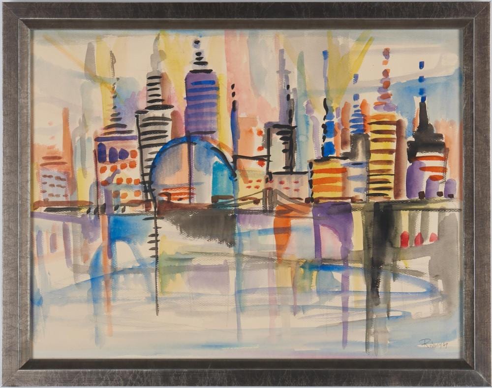 Gregory D. Ridley comparable auction result: greg ridley watercolor cityscape