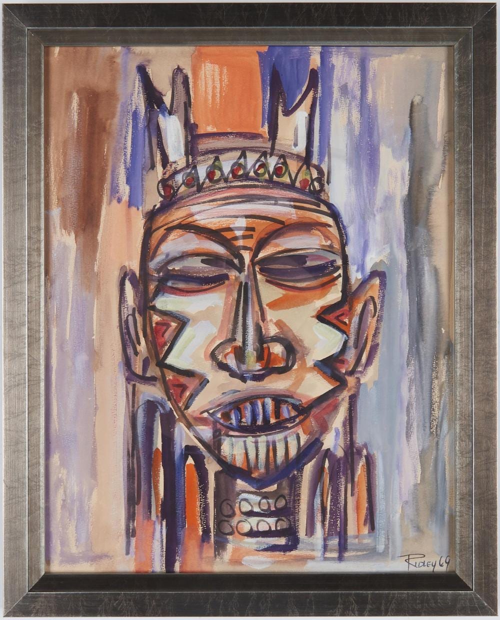 Gregory D. Ridley comparable auction result: greg ridley watercolor painting mask