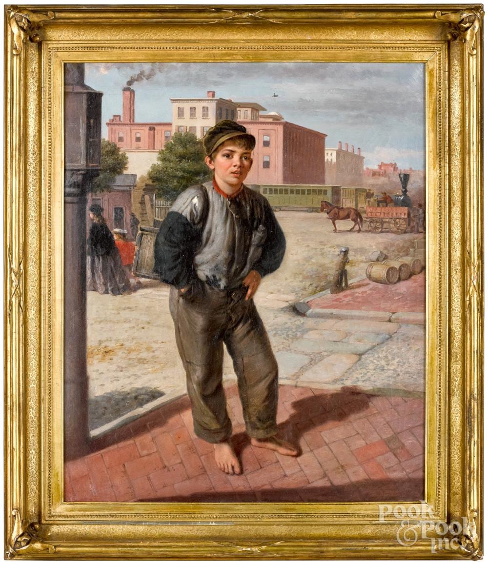 William E. Winner comparable auction result: william e winner oil on canvas street urchin