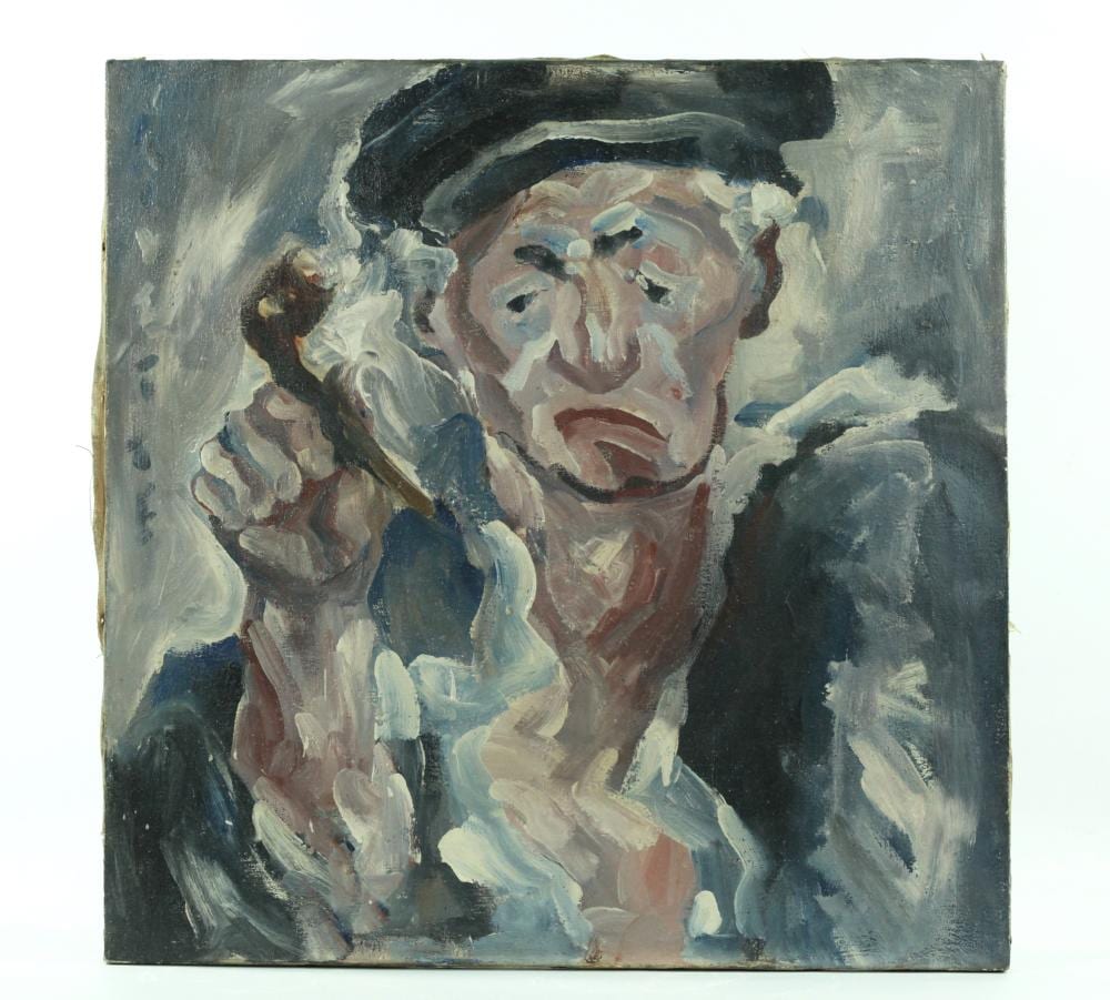 Merton Clivette comparable auction result: merton clivette man with cap pipe oil canvas