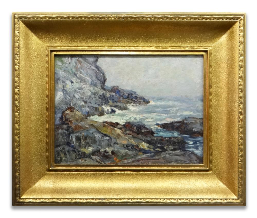 Ossip L. Linde comparable auction result: ossip l linde 1871 1940 rocky shoreline oil board 10 x 13 1 2