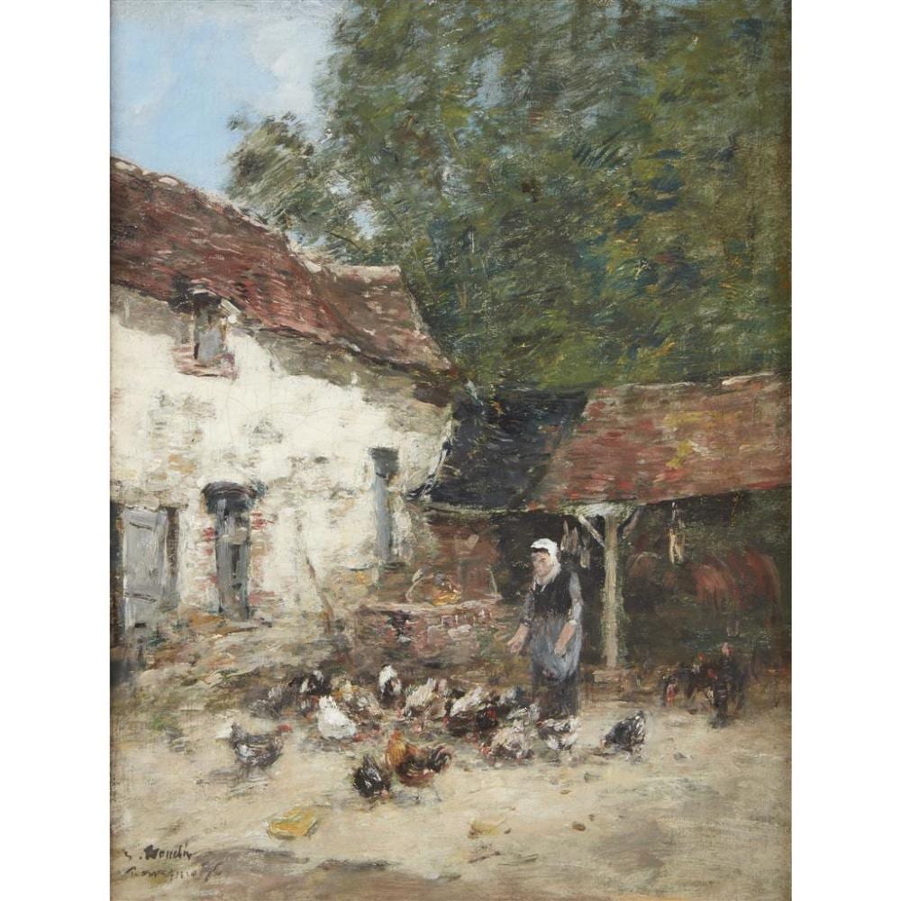 Eugène Boudin (French, 1824–1898), , La Provende des Poules sold by Freeman's | Hindman, lot 31 — auction record photograph