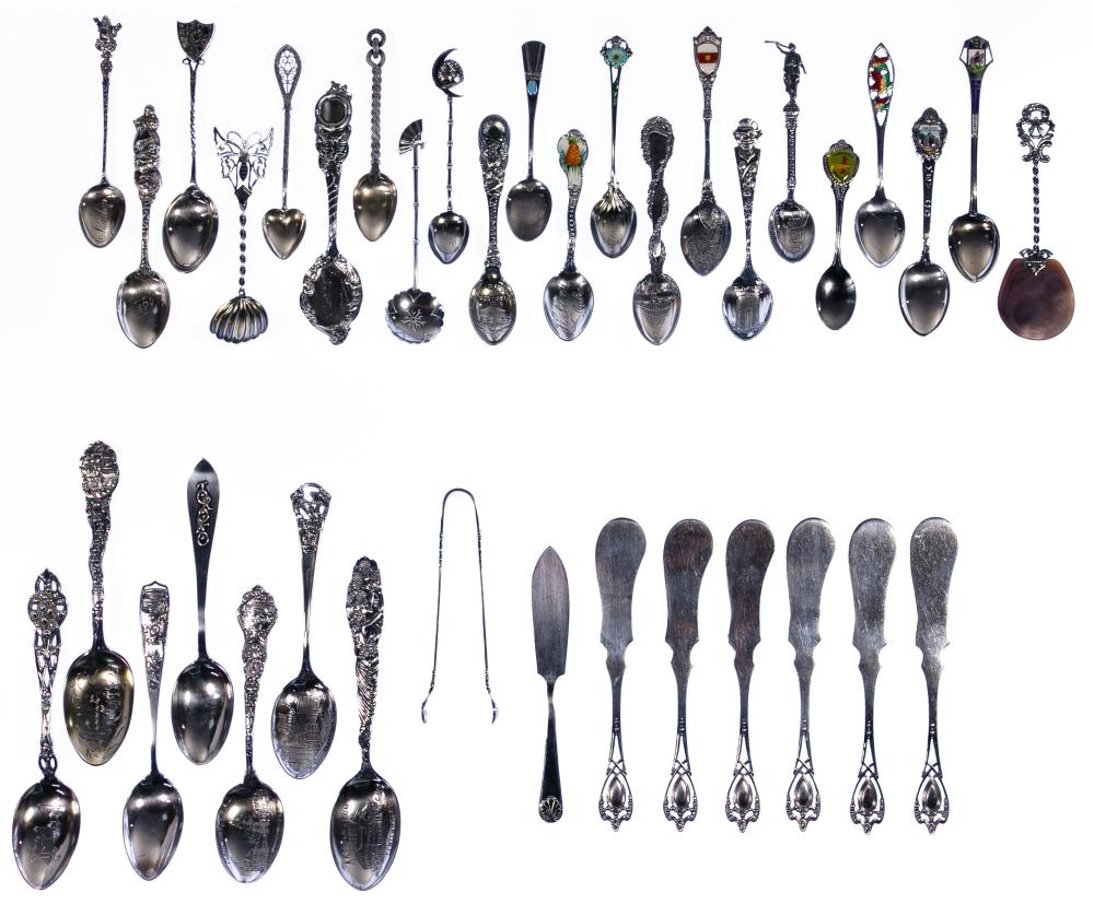 Sterling Silver Souvenir Spoon and Butter Knife Assortment sold by Leonard Auction, lot 65 — auction record photograph