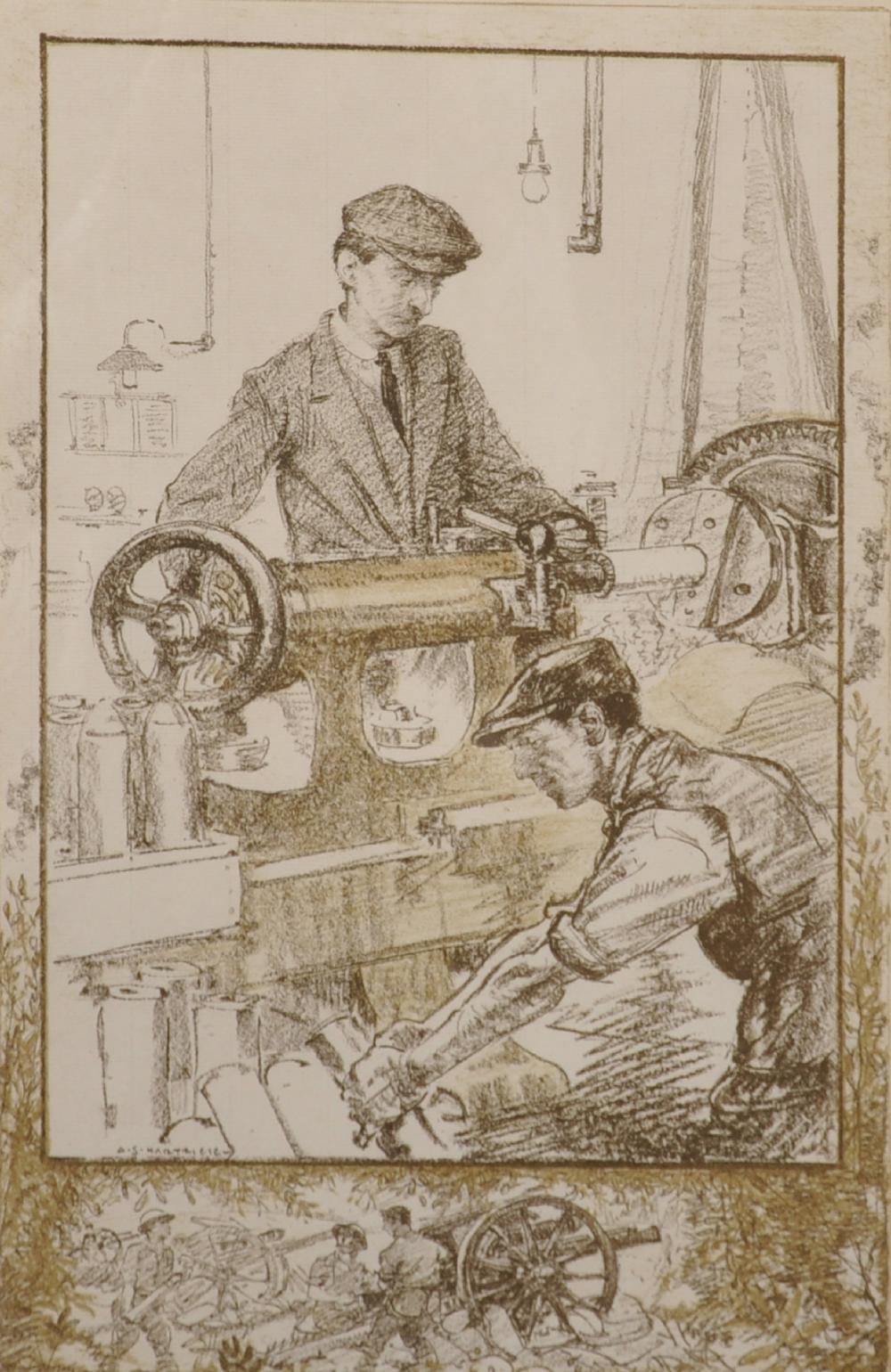 Archibald Standish Hartrick comparable auction result: archibald standish hartrick 1864 1950 british figures putting artillery shells together circa 1914 lithograph signed in pencil 16 x 10