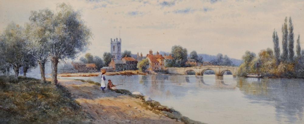 claude hamilton rowbotham 1864 1949 british a tranquil river landscape with figures in the foreground watercolour signed and dated 1901 8 x 19 · John Nicholson's Fine Art Auctioneers & Valuers · 2020-01-29 Claude Rowbotham comparable auction result: claude hamilton rowbotham 1864 1949 british a tranquil river landscape with figures in the foreground watercolour signed and dated 1901 8 x 19