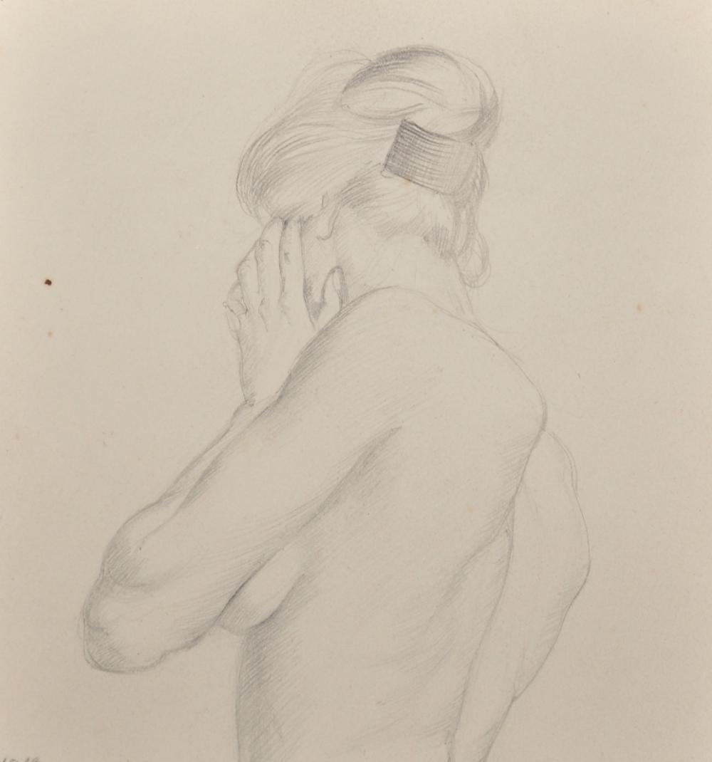 Margaret Evangeline Wilson comparable auction result: margaret evangeline wilson 1890 1977 british study of the back of a naked lady pencil dated 1919 unframed 5 5 x 5 and six others by the same hand seven 7