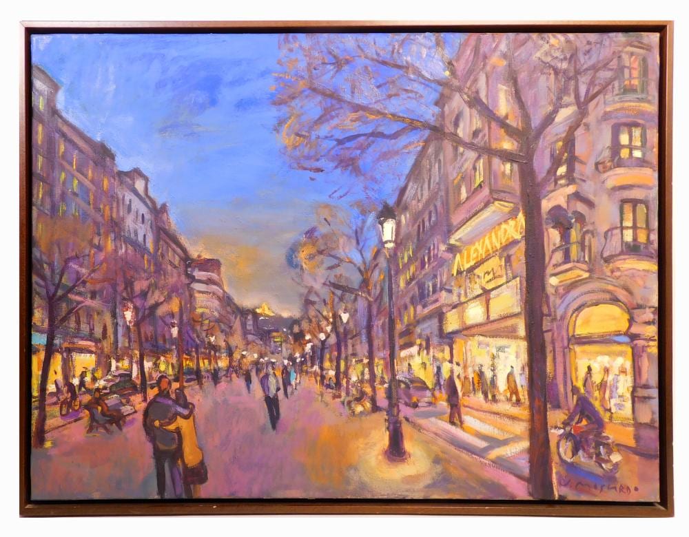 Josep Moscardo comparable auction result: josep moscardo 1953 la rambla de catalu a leo sobre lienzo 60x82 cm