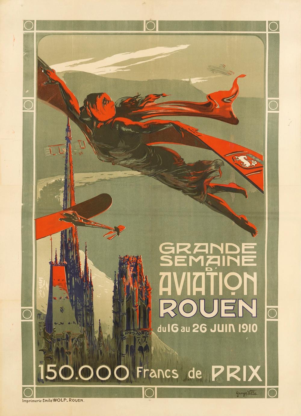 georges villa 1883 1965 grande semaine d aviation rouen 1910 51x36 inches 129x93 cm emile wolf rouen · Swann Auction Galleries · 2020-02-13 Georges Villa comparable auction result: georges villa 1883 1965 grande semaine d aviation rouen 1910 51x36 inches 129x93 cm emile wolf rouen