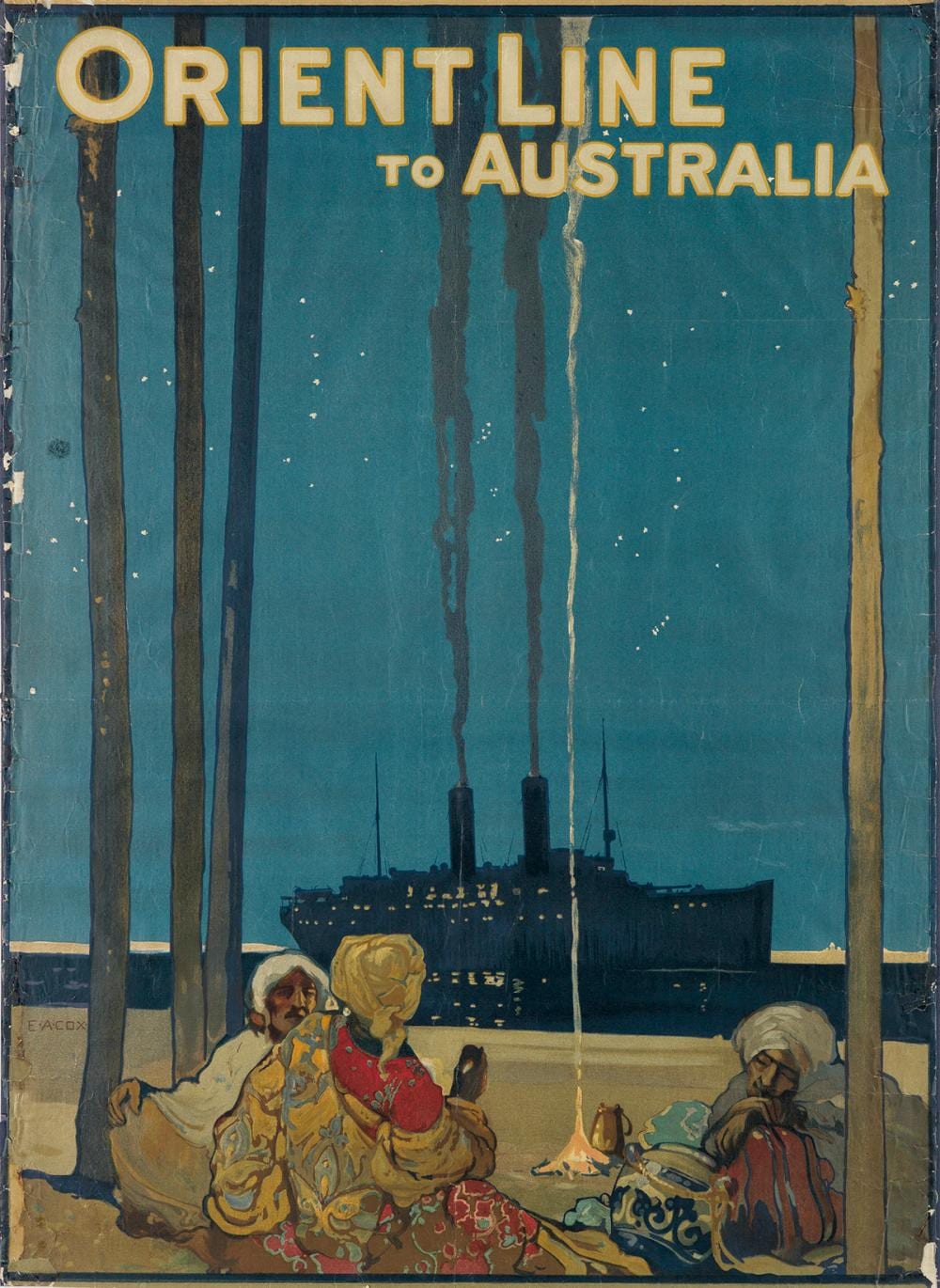 Elijah Albert Cox comparable auction result: elijah albert cox 1876 1955 orient line to australia 34x24 inches 86x63 cm mucklow son london