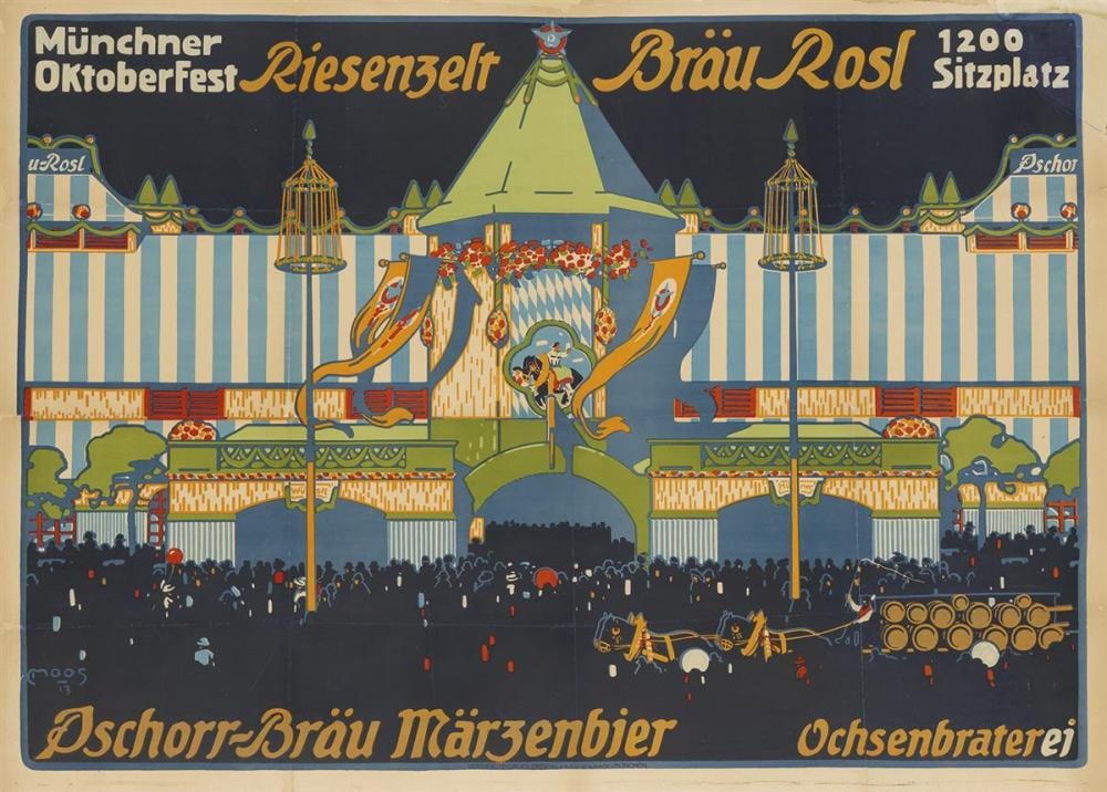 Carl Moos comparable auction result: carl moos 1878 1959 m nchner oktoberfest riesenzelt br u rosl 1913 35x49 inches 90x125 cm