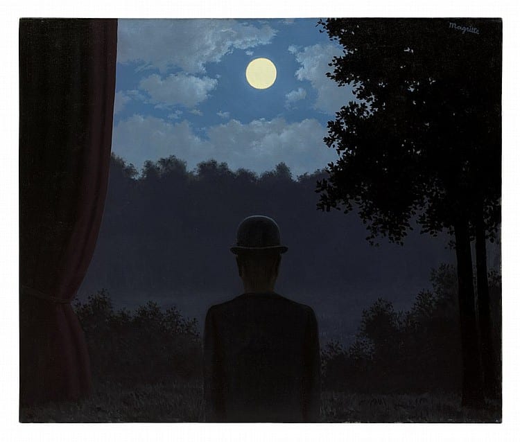 René Magritte (1898-1967) A la rencontre du plaisir oil on canvas 18 1/8 x 21 5/8 in. (46 x 55 cm.) comparable sale
