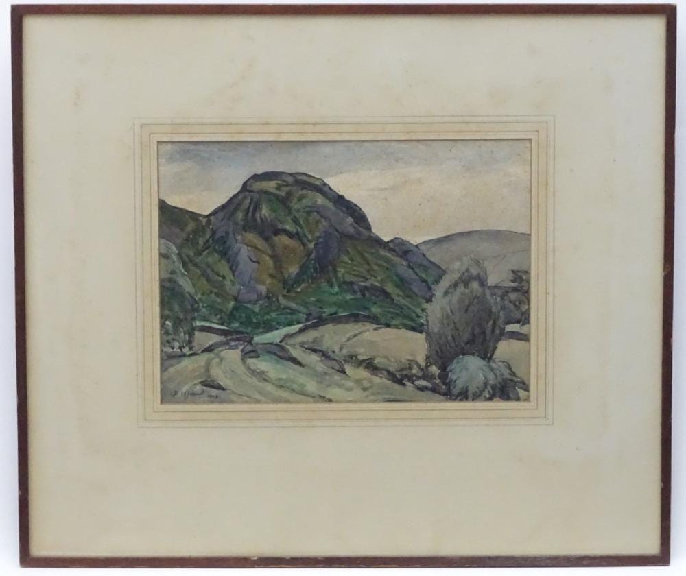 Percy Hague Jowett comparable auction result: percy hague jowett xx english school watercolour a hilly landscape wi