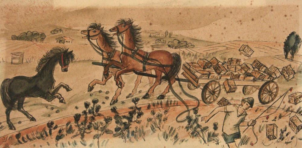 Hannah Lerner comparable auction result: hannah lerner rubinstein 1909 1997 watercolor and ink on paper