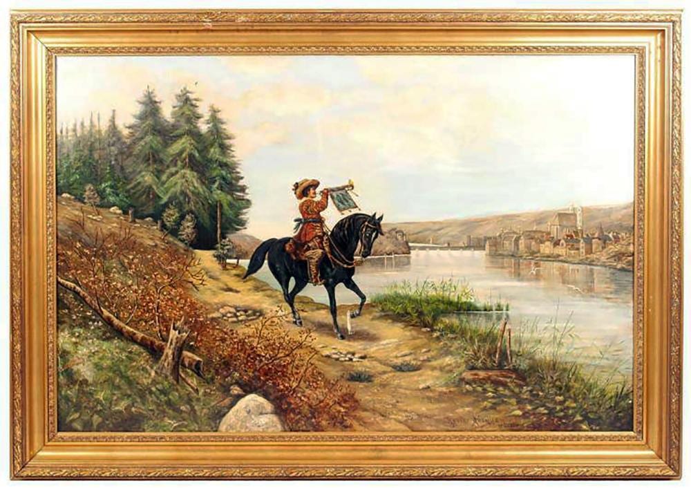 Robert Assmus comparable auction result: large 19th c figurative landscape oil painting by robert assmus