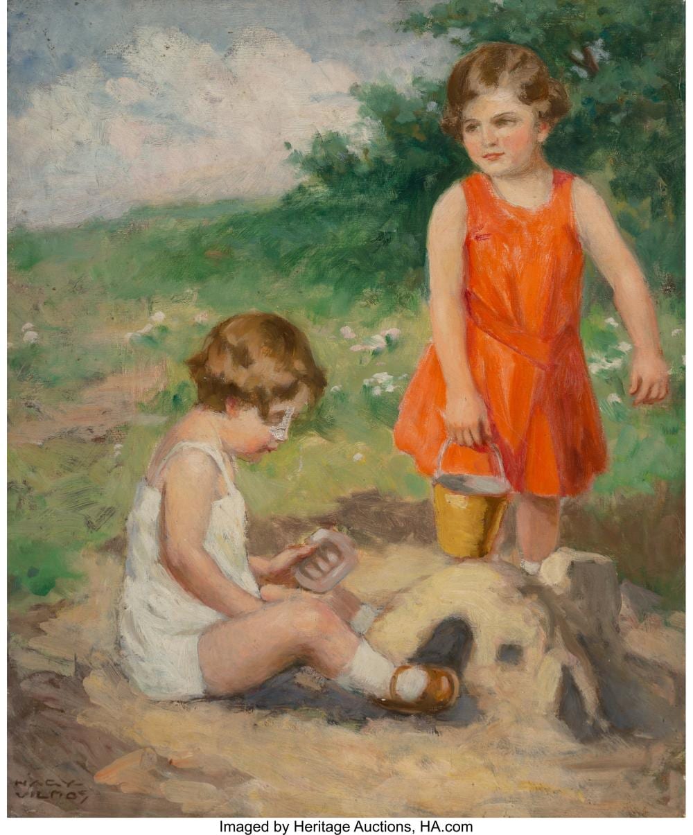 Vilmos Nagy comparable auction result: vilmos nagy hungarian 1874 1953 children at play 1936 oil on canvas 23 1 2 x