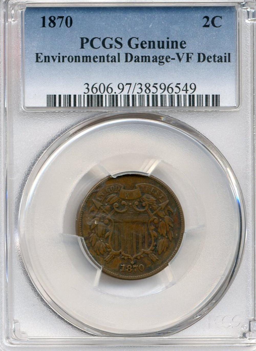 James Barton Longacre comparable auction result: 1870 2 cent