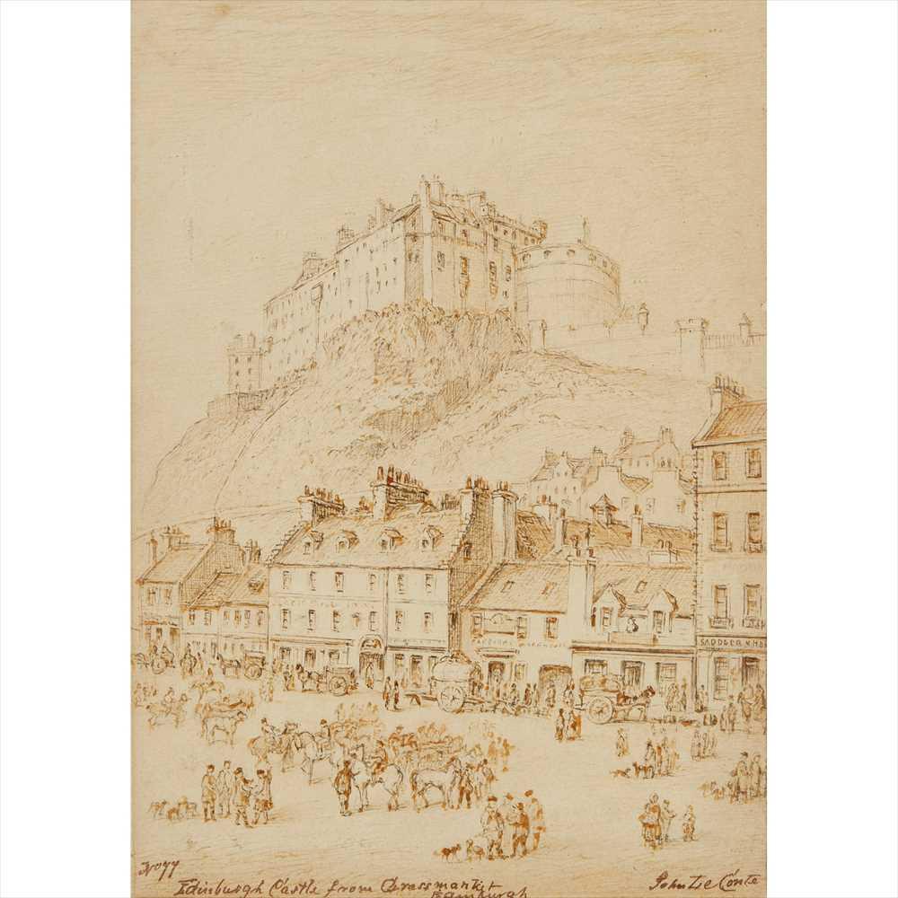 John Le Conte comparable auction result: john le conte scottish 1816 1877 edinburgh castle from grassmarket